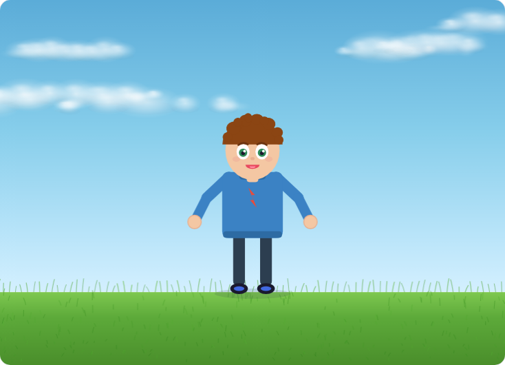 Interactive character for learning body awareness — drag the hands to move the arms
